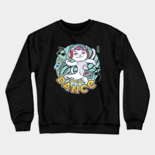 Cute White Cat Just Dance Crewneck Sweatshirt